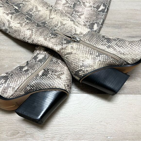 Dolce Vita Snake Print Knee High Block Heel Zip Boots Womens Size 7 - Picture 8 of 9